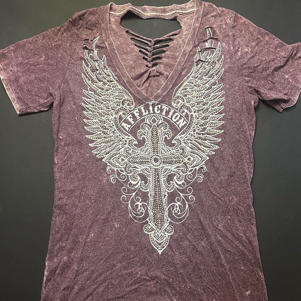 Rare Affliction cutout shirt. New condition. Never worn.